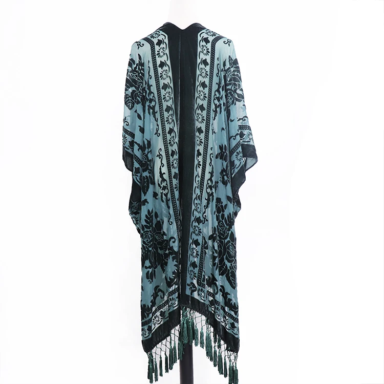 
Ladies Soild Burnout velvet kimono women cover up autumn ruana free people kimonos female blouse 