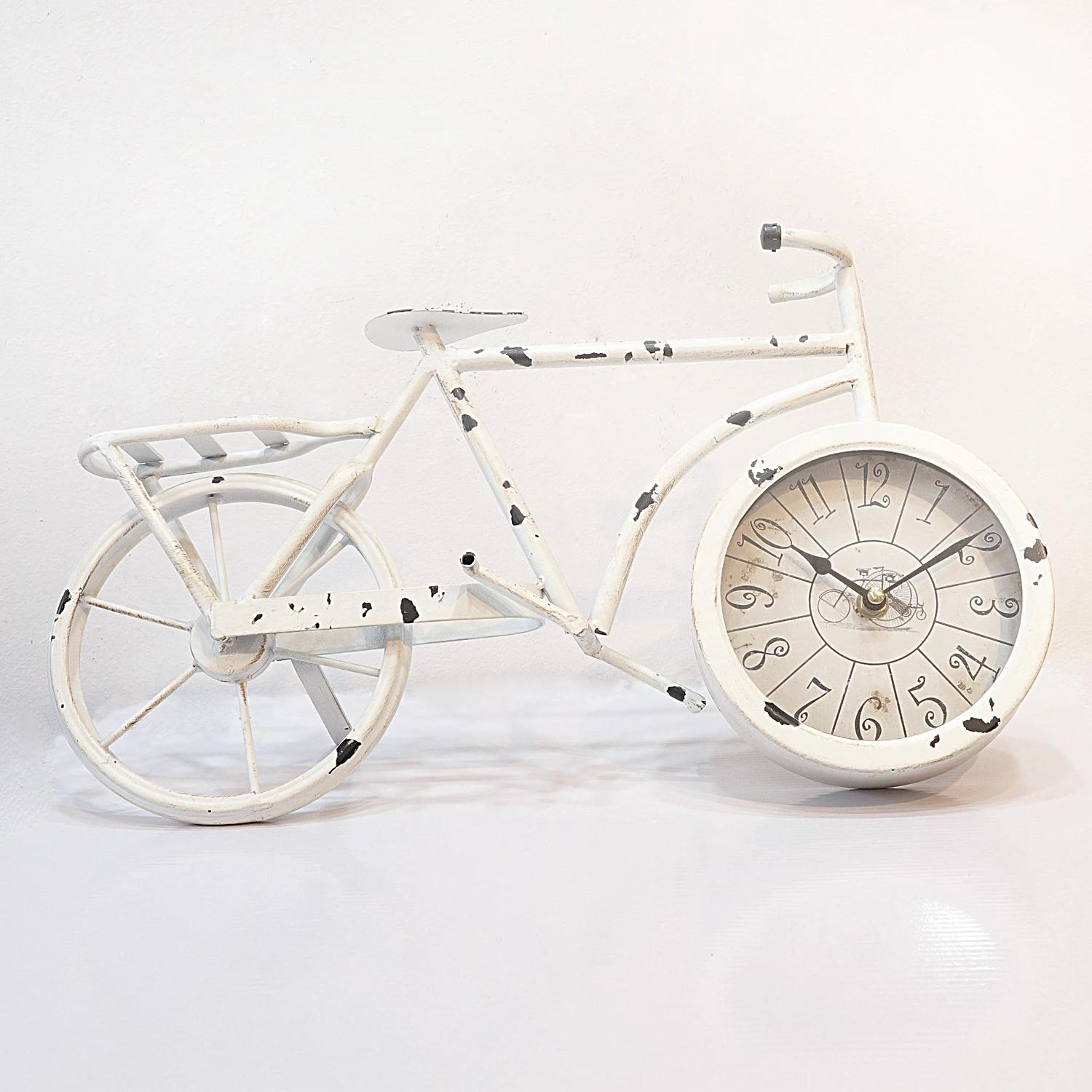 Hot Selling Custom Design Decorative Metal Bike Desktop Clock, Bicycle Vintage Design Antique Desk Table Clock