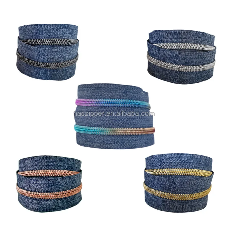 #5 Denim tape rainbow  nylon zipper