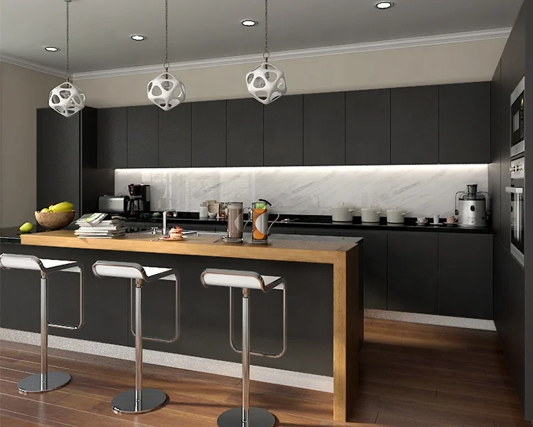 2022 New Black Simply Kitchen Pantry High Gloss Cabinet