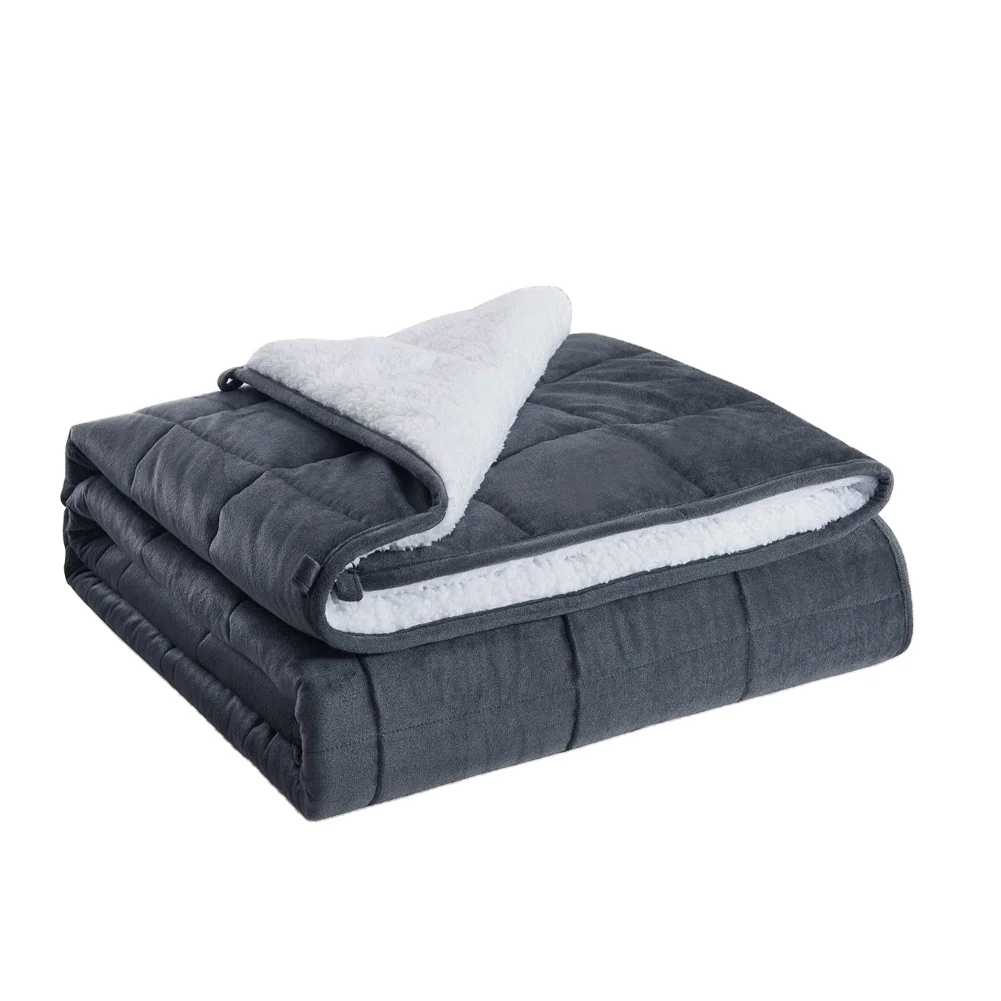 2023 Wholesales Premium Glass Beads Sherpa Fleece Thick Luxury Bed Soft Fleece Heavy Weighted Blanket