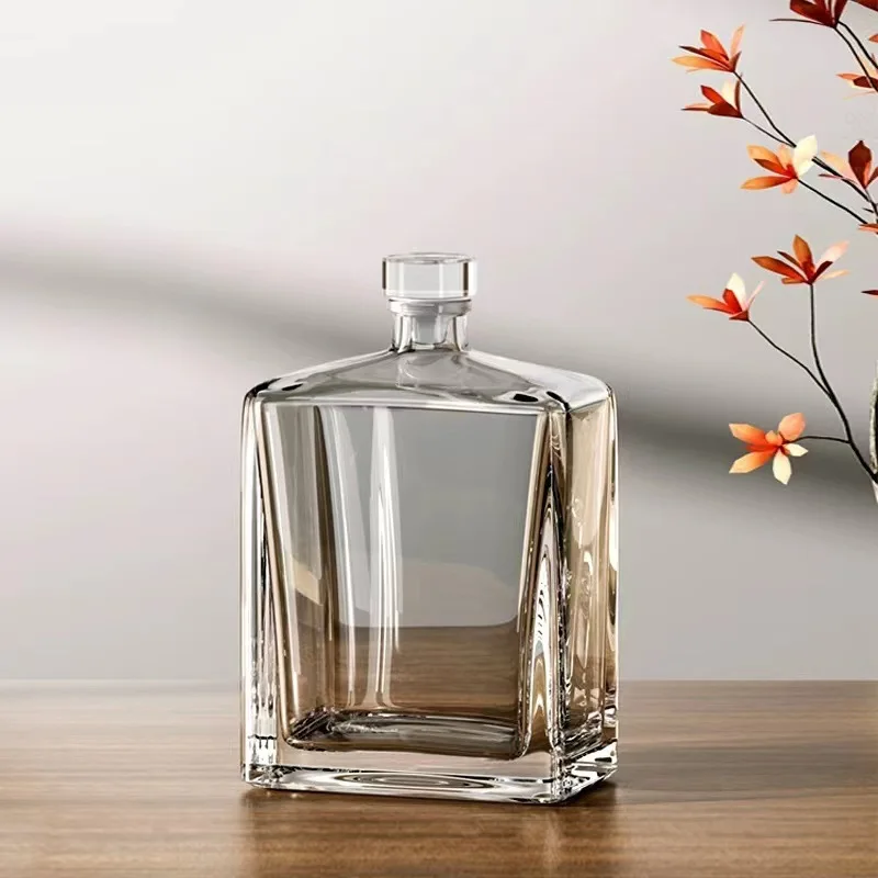 Bartop Clear Liquor Bottle 250ml 3750ml 500ml Brandy Rum Tequila Spirit Gin Vodka Empty Thickness Whiskey Glass Bottles With Cap