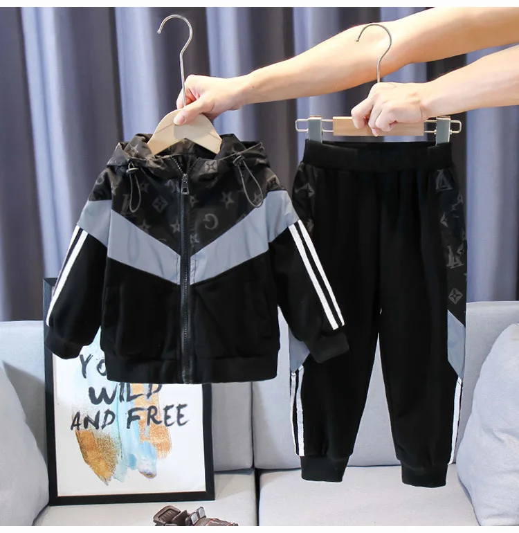 Fall Children Wear Fashion Sports Wear Boys Clothing Sets Hooded Jacket Pants 2Pcs Kids Clothing