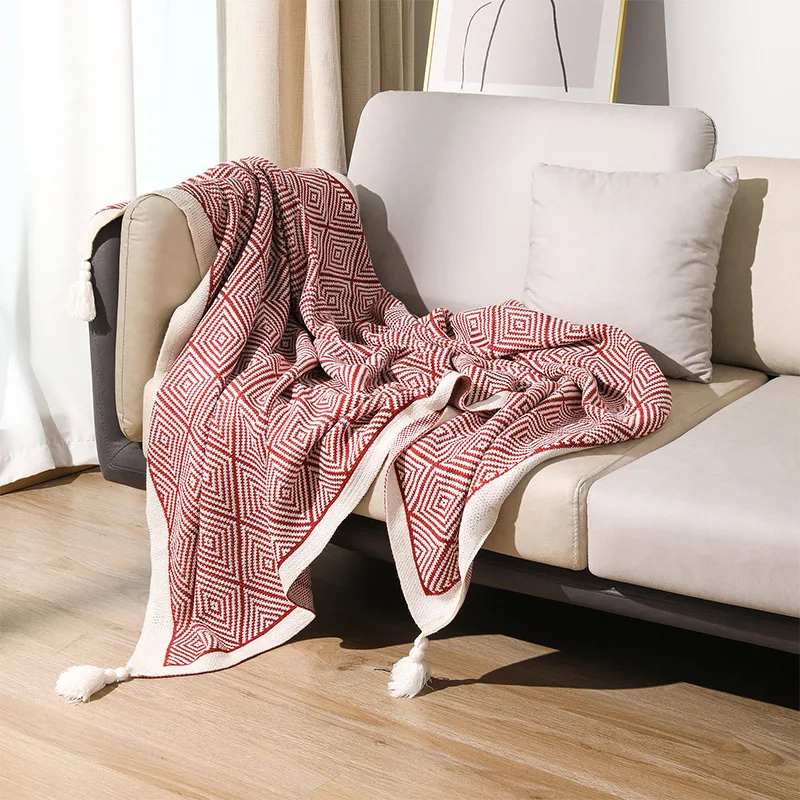 Hot sale Thousand-bird check sofa knitted blanket office nap blanket bed set up bed flag bed end blanket