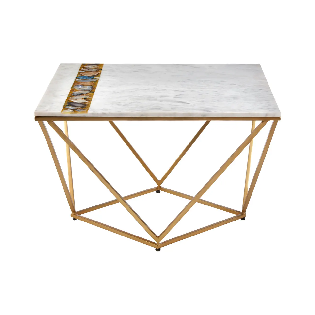 Modern Style Color Matching Golden Brushed Texture Feet Adjustable Stainless Steel Coffee Table With Marble