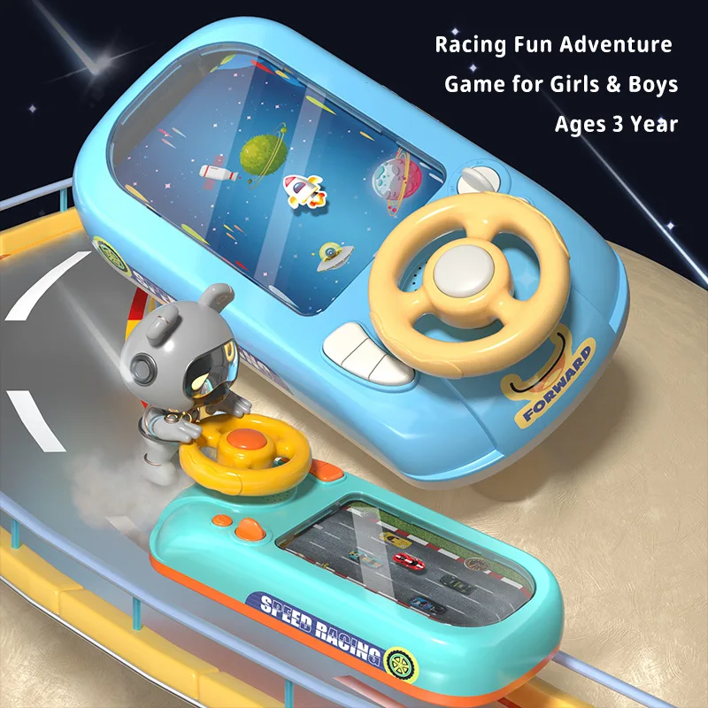 Baby racing spaceship adventure simulation steering wheel driving car games educational electric new toys for kids