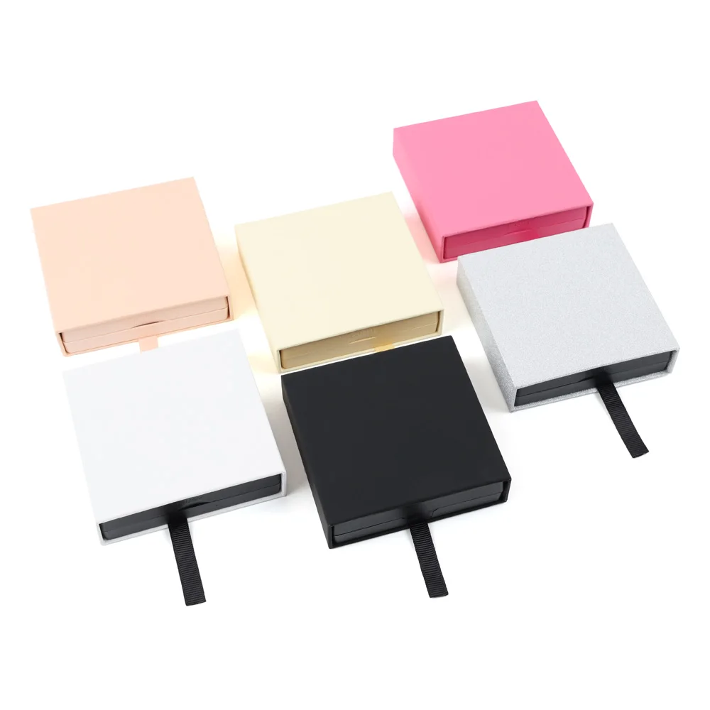 Personalized Custom Logo Square Paper Gift Boxes with Clear Plastic Tray for Packing Press on Nails Eyelash and Jewelry