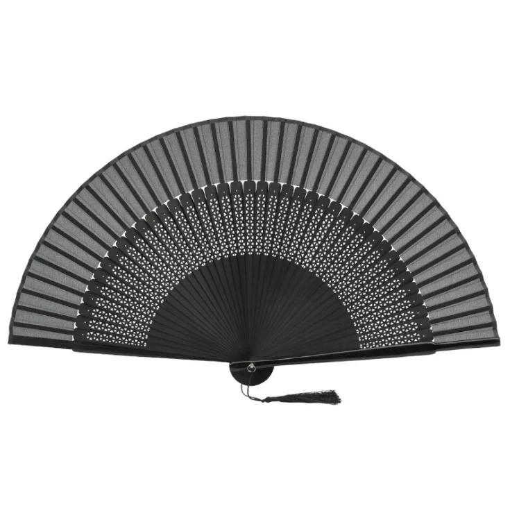 Black simple and elegant silk folding fan customized Japanese lace dancing fan custom