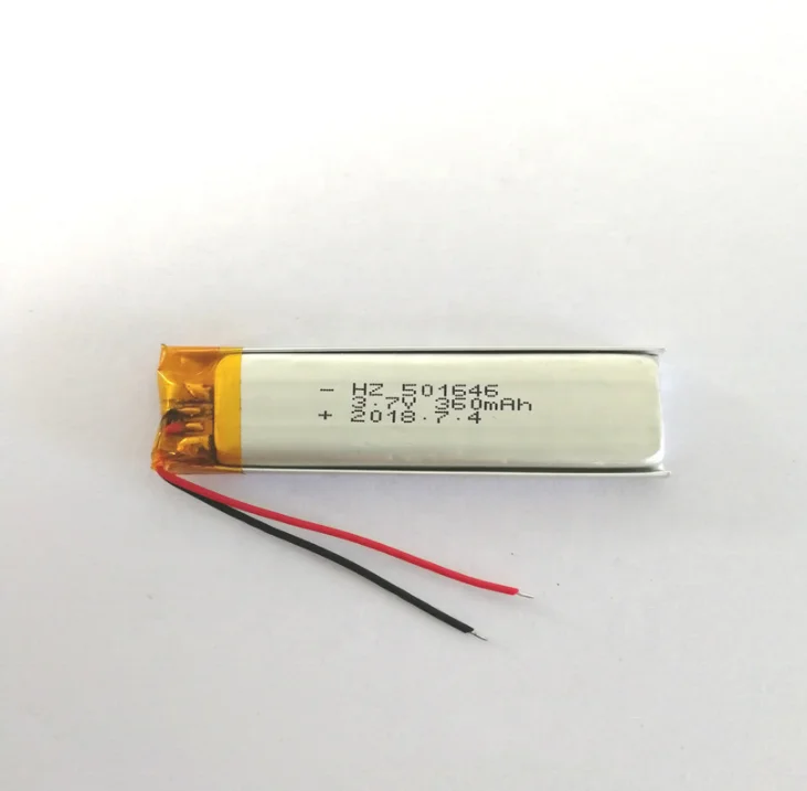 501646 3.7v 360mah Rechargeable Battery For Smart Pocket Printer Lipo Battery