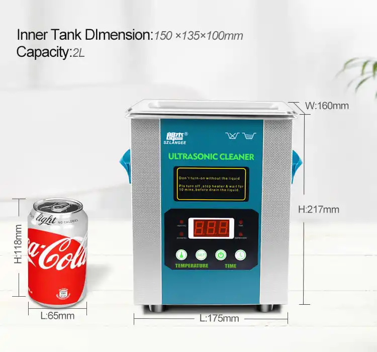  Top Quality 2liter Dental Ultrasonic Cleaner with Stainless Steel SUS 304