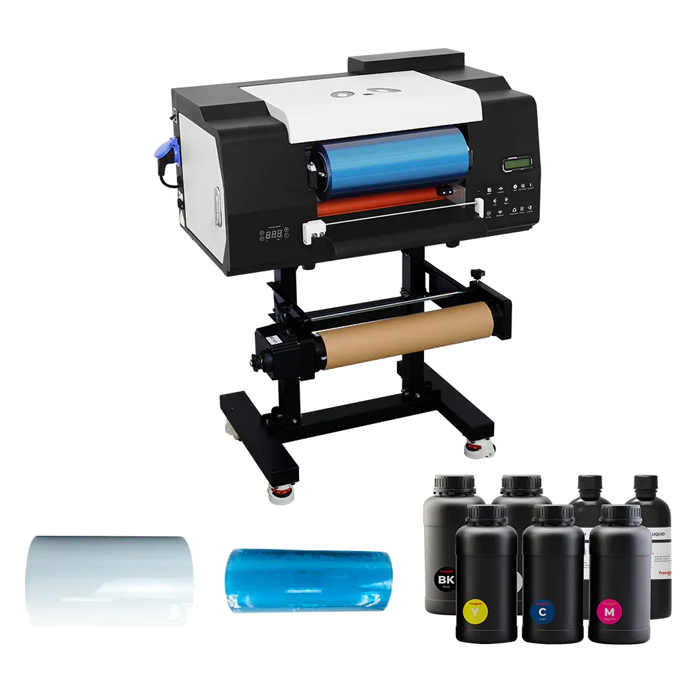 17' 2 in 1 Two Print Heads Gold Foil Label Printing Machine Roll Printer A4 A3 Size Digital UV Sticker DTF Flatbed Printer