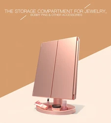 Wholesale LED light makeup mirror, USB power input LED makeup mirror, high quality makeup mirror with light