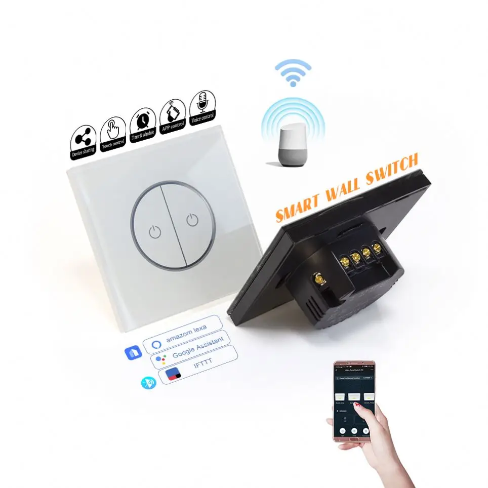Popular Wall Switch European Black Wifi Light Switch  Touch Type Electr Switch Home Smart System Automation