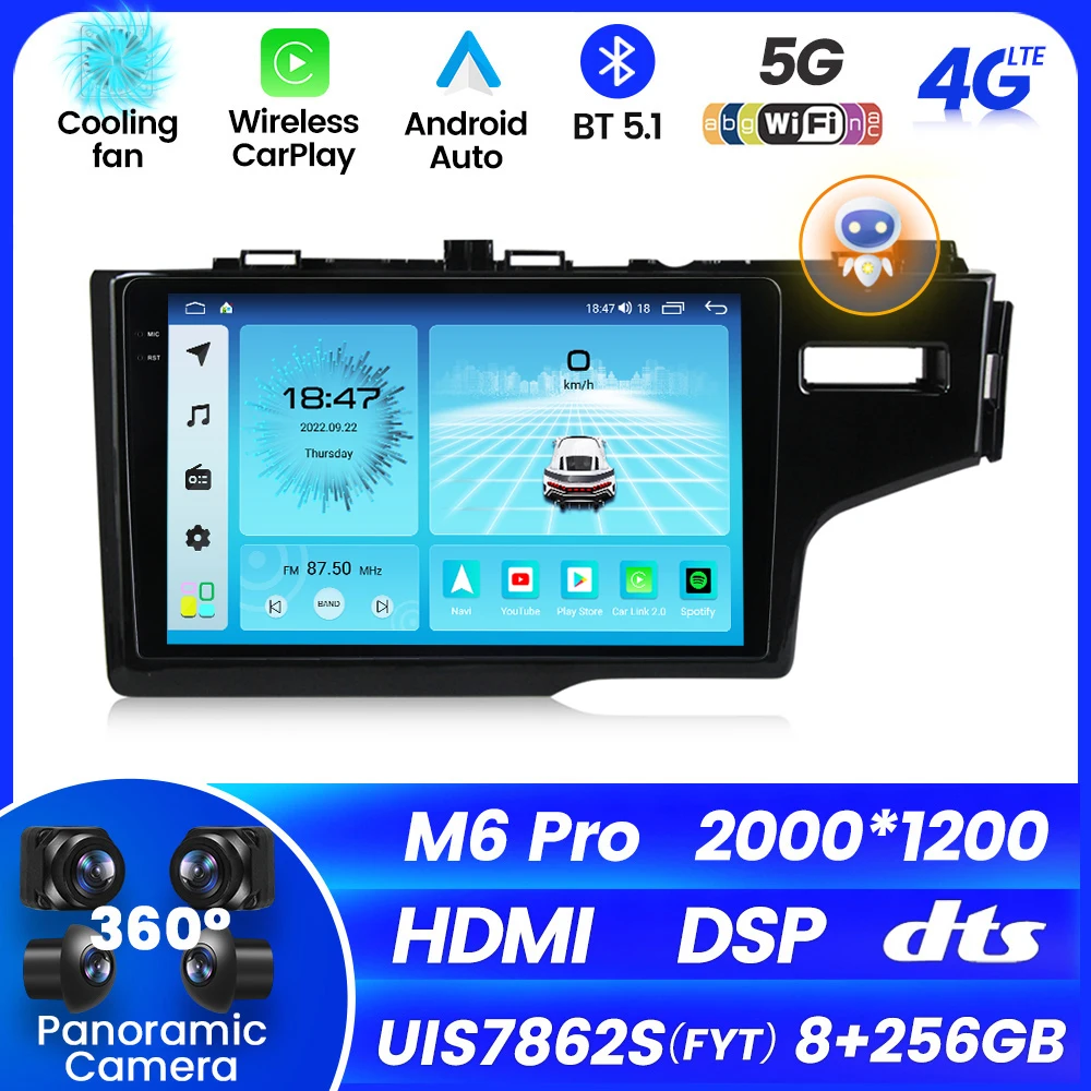 MEKEDE M6 Pro Android 12 8core 8 + 256GB 2K DSP 2din GPS WIFI автомобильное радио стерео для Honda Jazz Fit 2014-2015