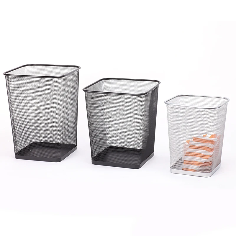 Wire mesh waste basket office can trash liner