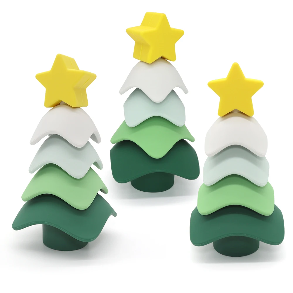 Factory supply rainbow stacking toy bpa free educational baby silicone stacker teething toy kids stacking toys