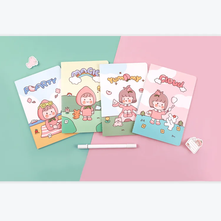 Fancy Stationery Cartoon Girl Horizontal Line B5 Sewing Notebook