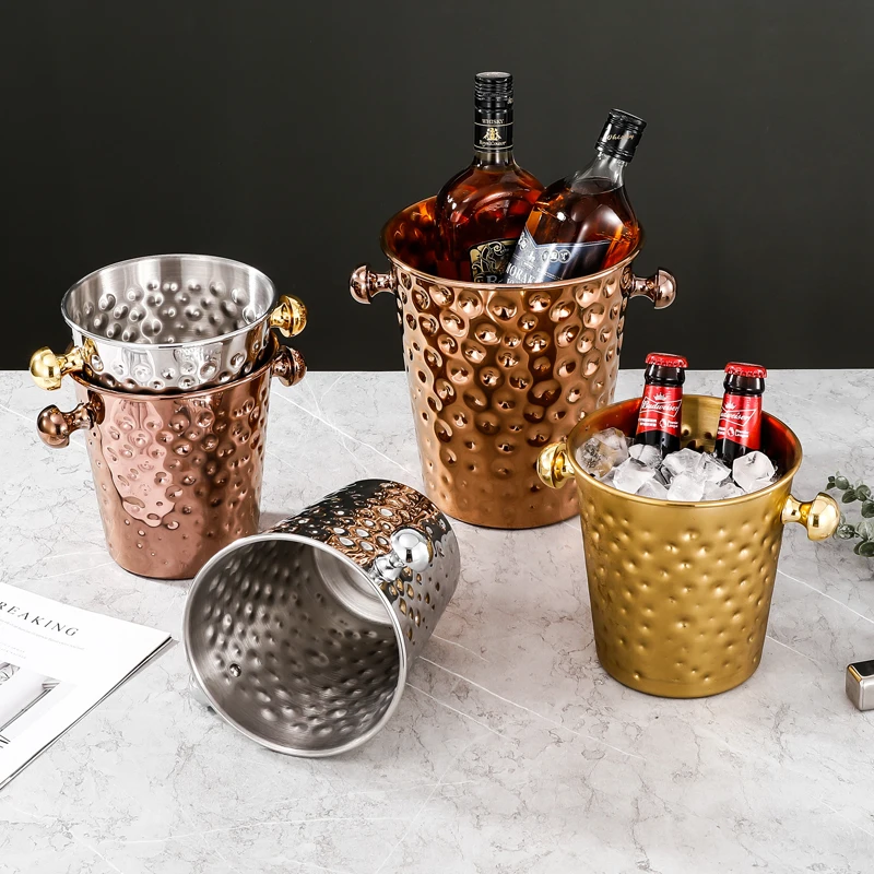OEM Hot Sell Custom Big Champagne Bucket Hammer Point Design Luxury Wine Stainless Steel Disco Ball Ice Bucket