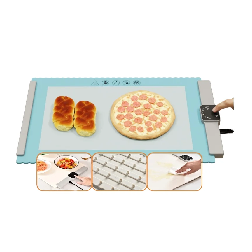 Foldable Silicone Electric Buffet Warming Tray Kitchen Food Warmer and Chopping Board Heating Plate for Household Use