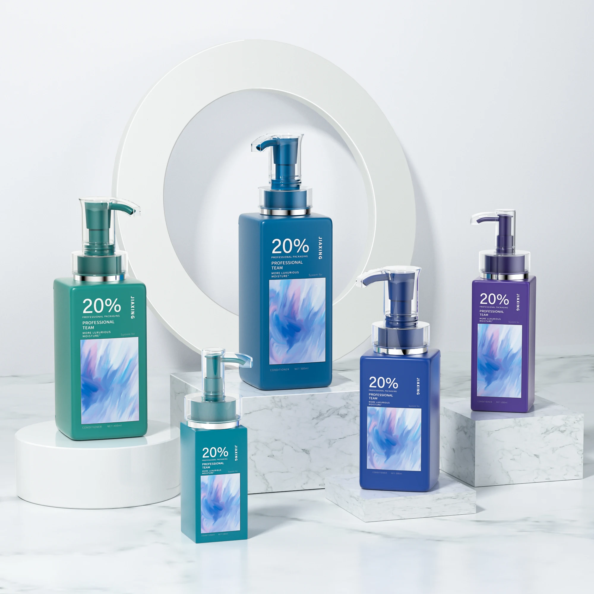 Eco friendly custom square plastic packaging pet plastic press pump gel hair shampoo hand body wash lotion bottle