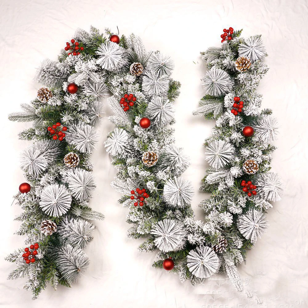 2.7 meters  hanging ornament flower rattan rack flocking wreath rattan christmas decorations