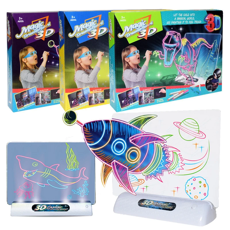 Toy Drawing light board 3D Led Light Up magic drawing board for kids