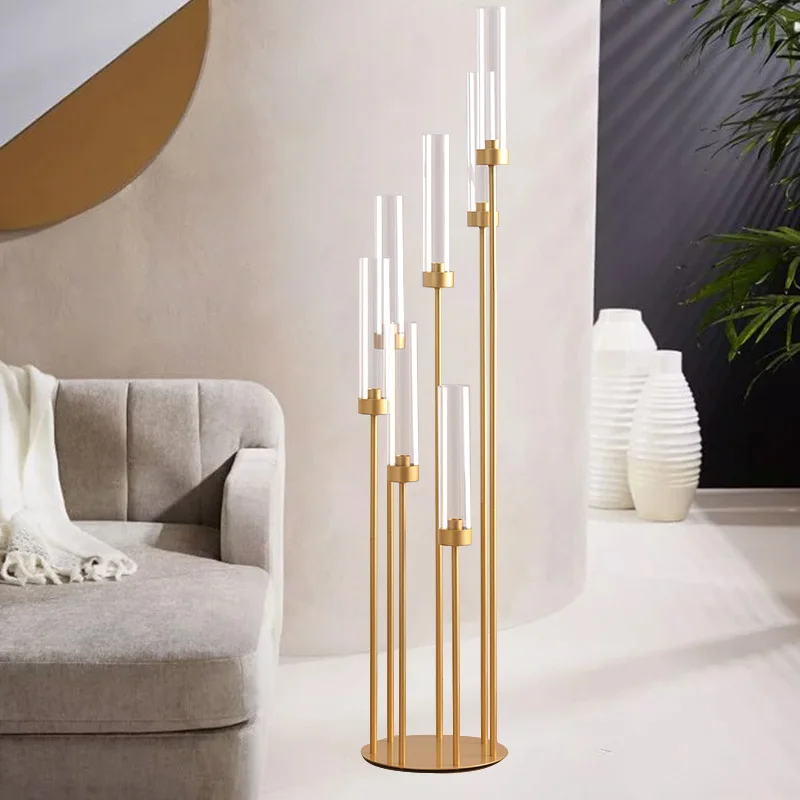 8 Arm Pillar Candle Holder Metal 9 Arm Candelabra for Christmas Wedding Home Halloween Party Decoration