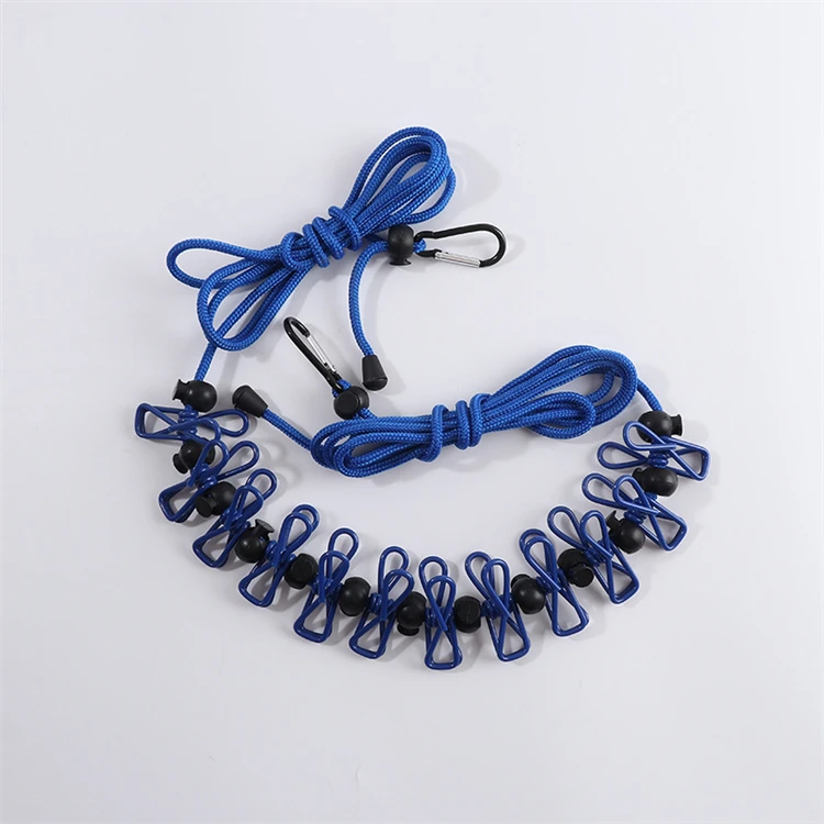 Portable Retractable Clothesline with 12 Hooks Travel Clothing Drying Line for Camping Includes 12 Laundry Clips