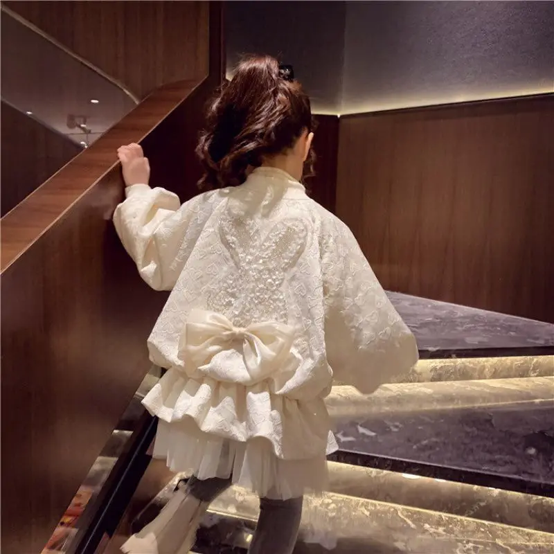 Wholesale High Quality Butterfly Bow Girl Jacket Coat Sequin Decoration Children Jacket Clothes Kids Jacket