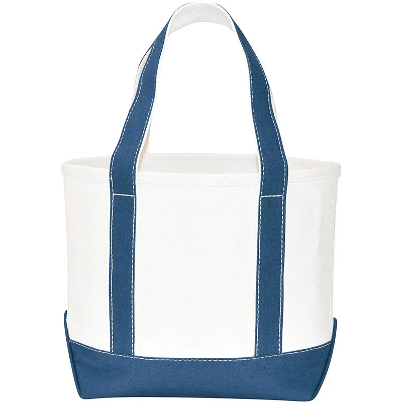 New Vintage Canvas Ladies One Shoulder Contrast color stitching Factory Outlet Custom Shopping tote bag cotton