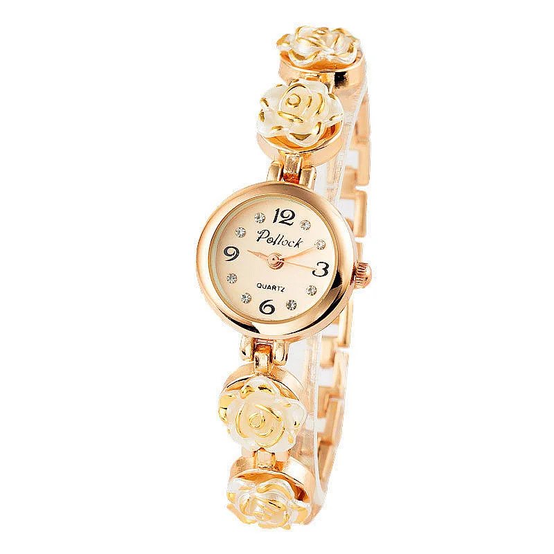 Горячая Распродажа, небольшой циферблат, Цветочная цепочка, цифровые часы из нержавеющей стали, кварцевые часы в алмазном стиле, ювелирные изделия, женские наручные часы, подарок для девушек