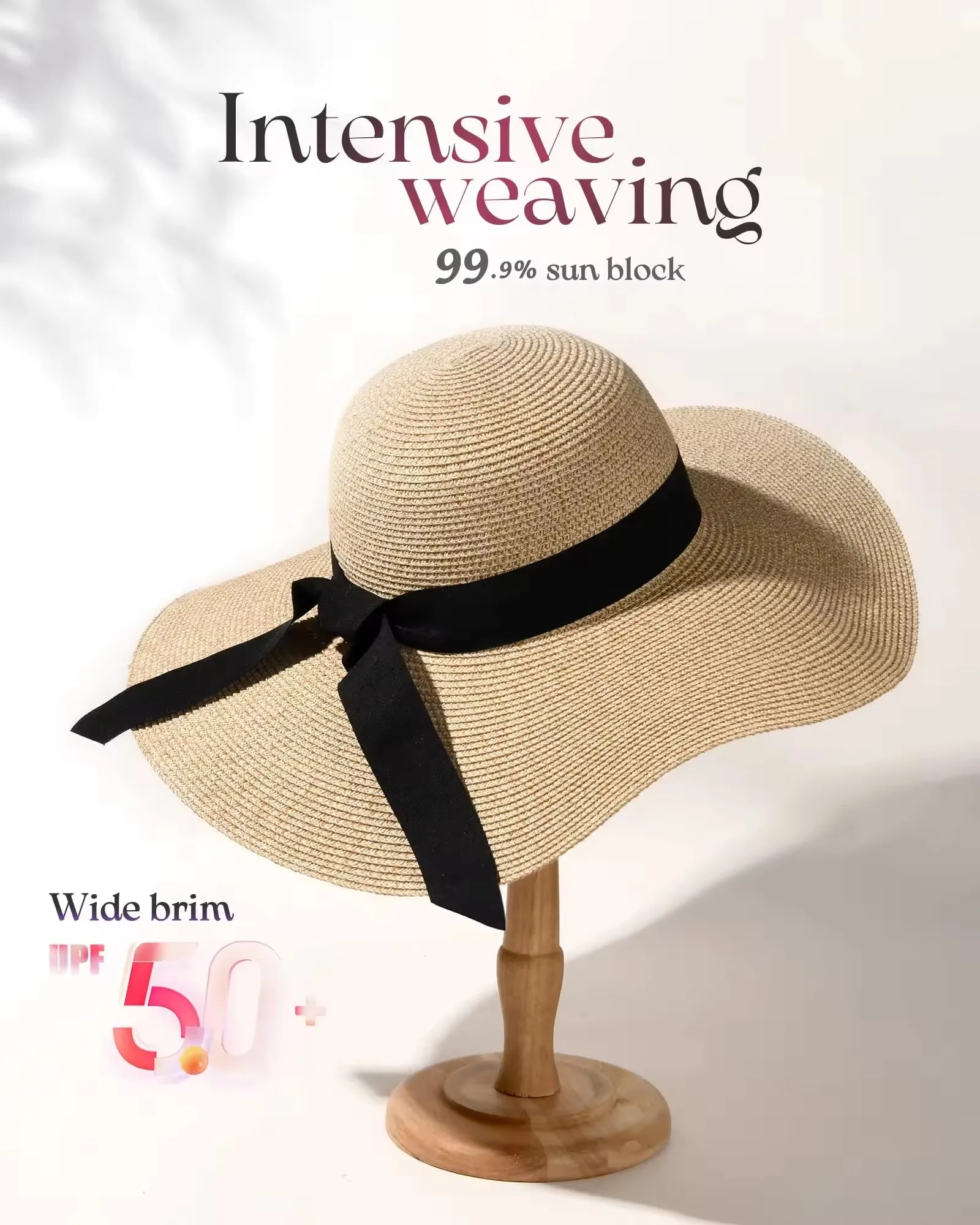 Wide Flat Brim Hat UV Protection Foldable Roll up Embroidery Sequin Greeting From Summer Beach Travel Big Floppy Straw Hats