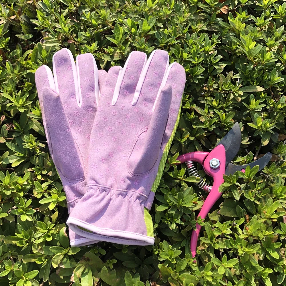 one99 durable floral gloves garden leather different color woman gardening work gloves sakura gel safety garden leather gloves
