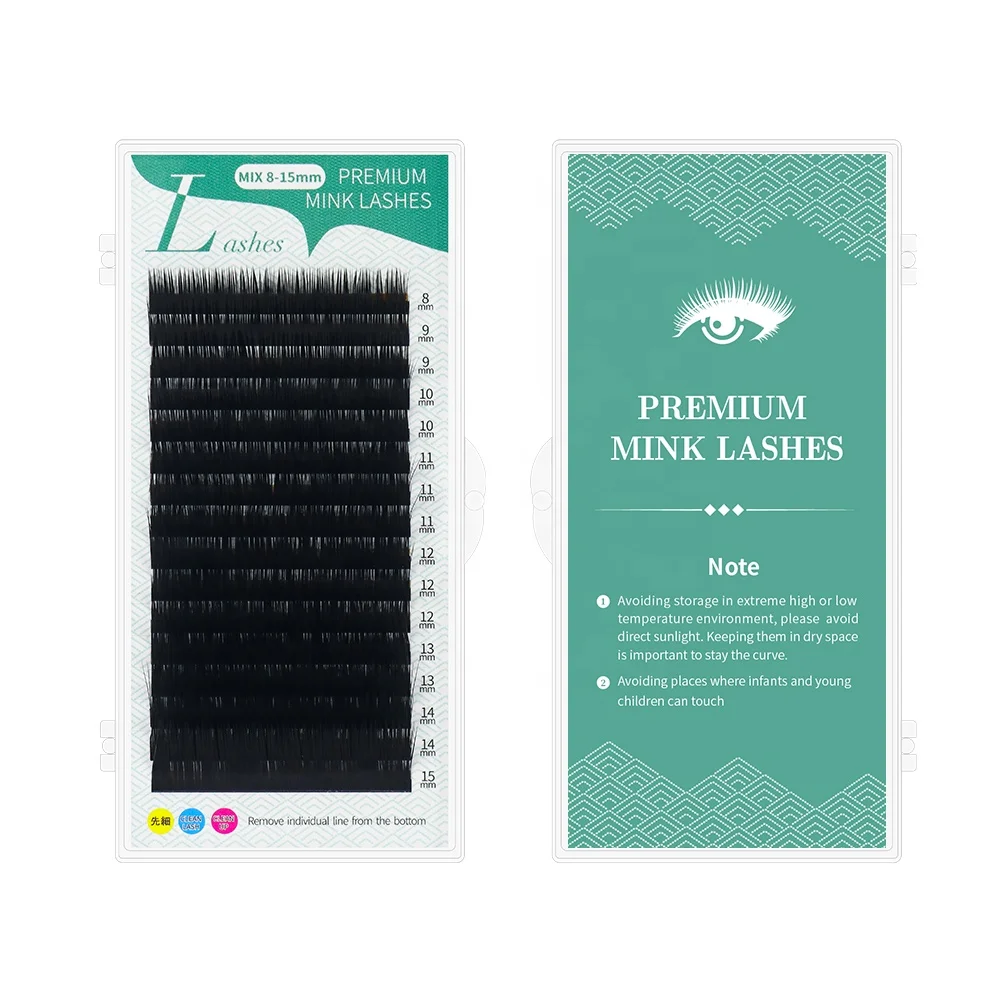 GLAMLASH Korean PBT Fiber Lashes Wholesale False Silk Eyelash Extension Mix 7 to15mm  L+/LU/L/LC/LD/ curl Mix