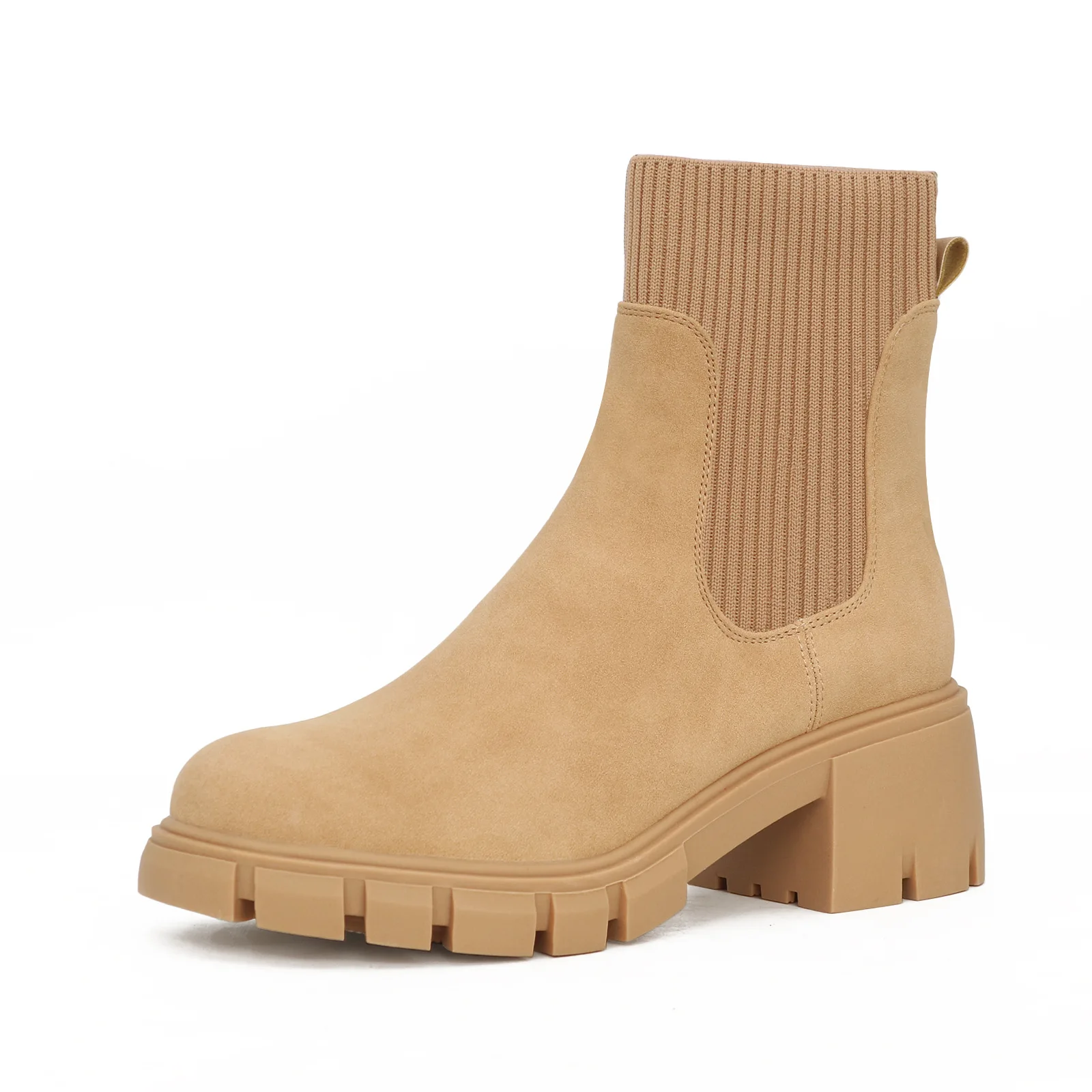 Wholesale custom women boot western round toe flat heel ankle ladies autumn winter chelsea boots