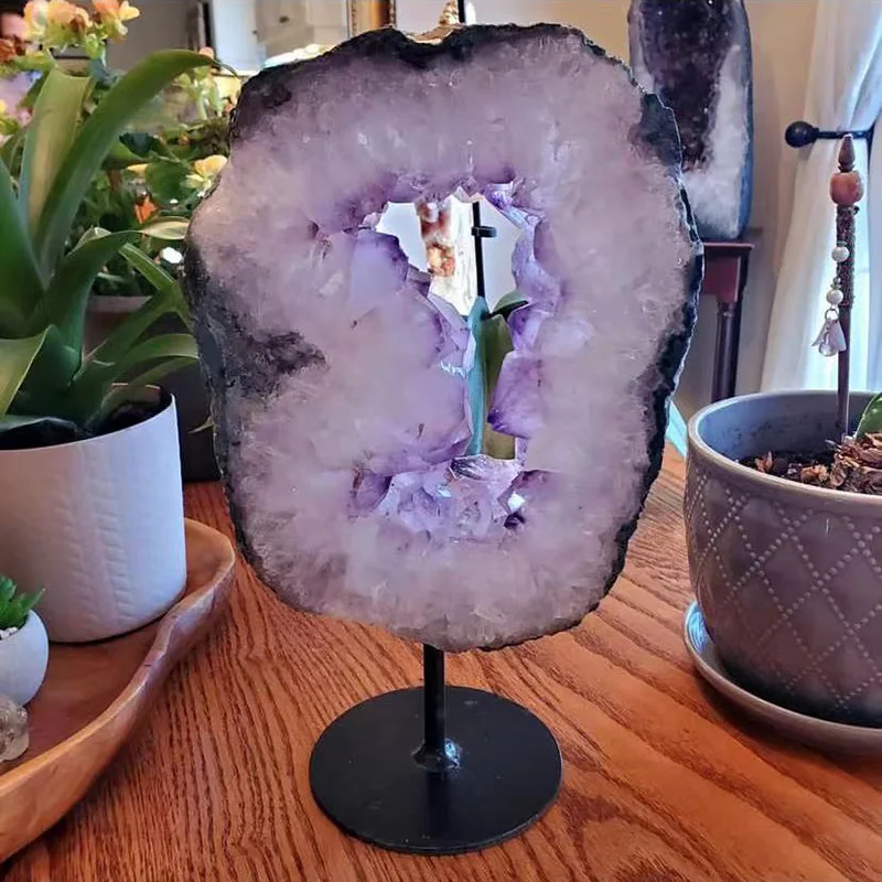 Wholesale Crystals healing stones quartz  Natural Amethyst slice Agate Geode Crystal Druzy Slice