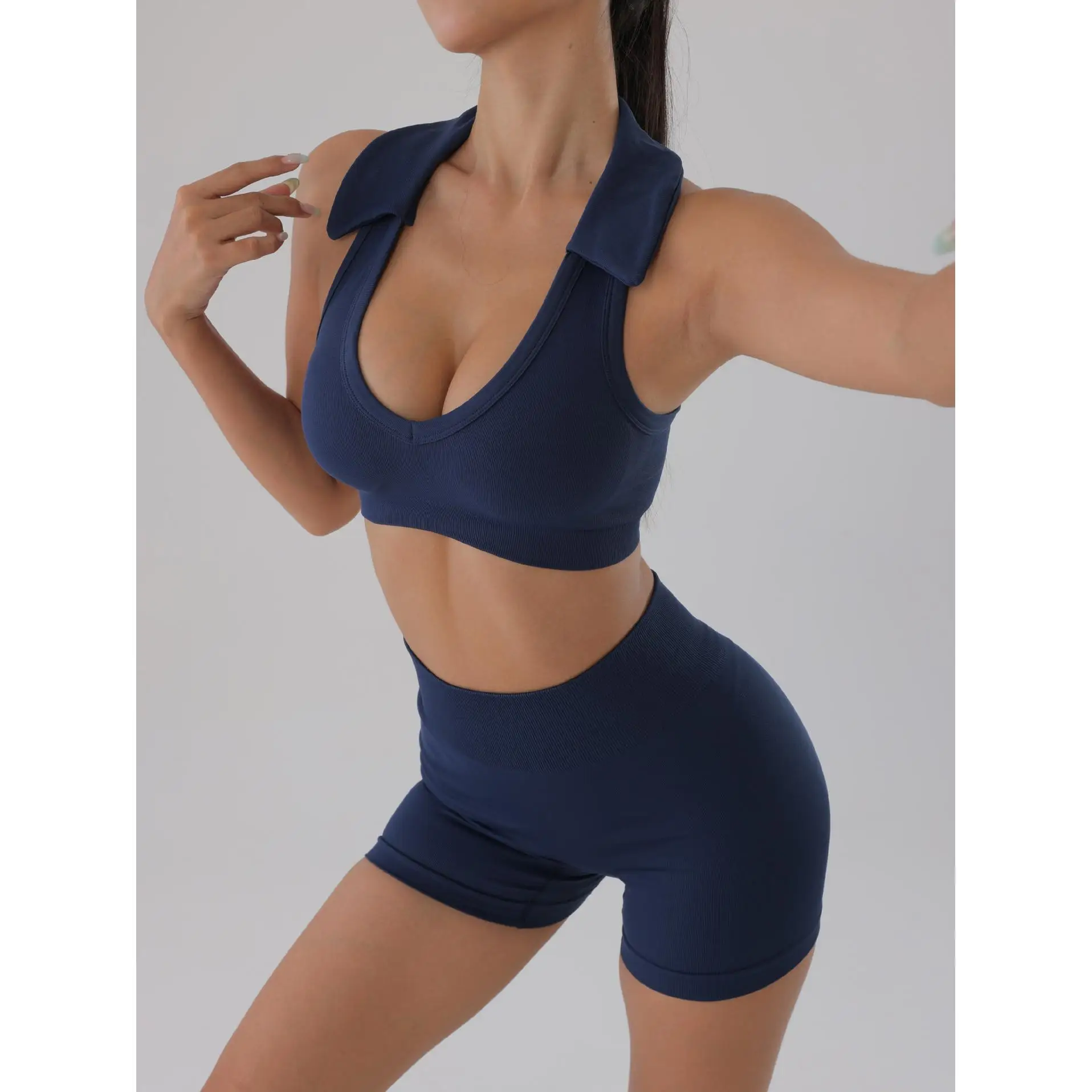 Women Yoga Set Female Beautiful Back Latest One Piece Fabric Manufacturers Shirt Wide Leg Custom High School Sexx Leggings Photo