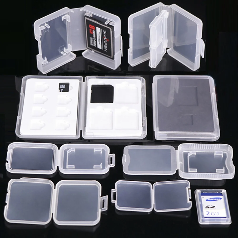 PP Plastic Memory Card Storage Box Clear Multipurpose Display Case Plastic SD TF CF Card Holder Multiple Sizes