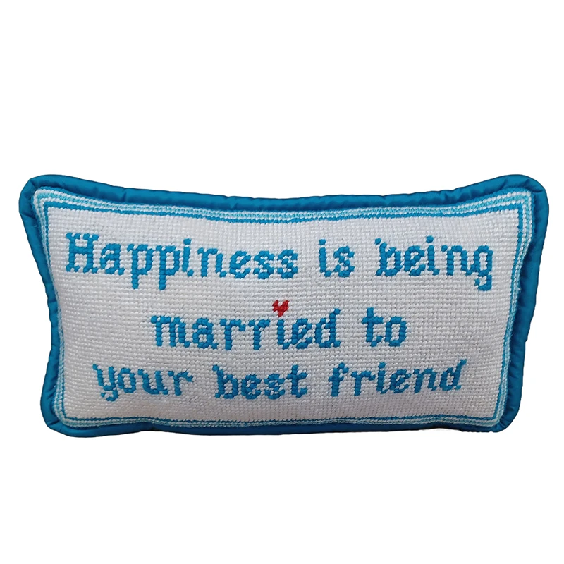 Customized Needlepoint Pillow Cover for Home Decor Happiness is Being Married to Your Best Friend Letter Cushion