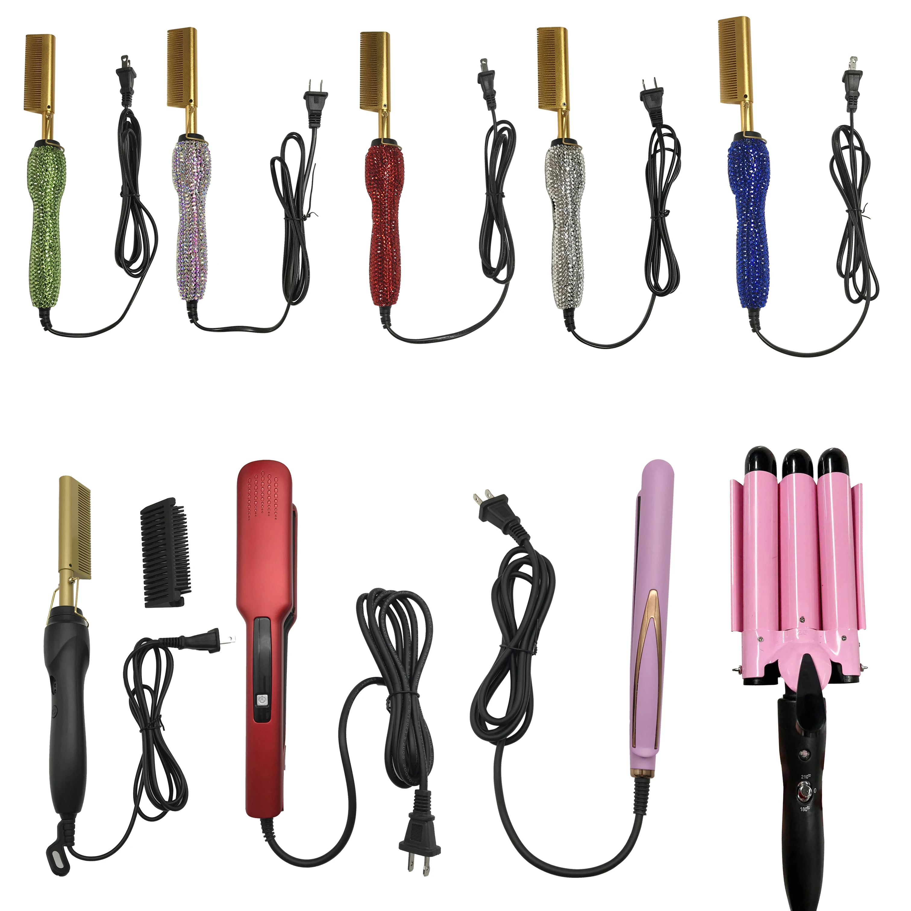 Wholesale Professional Temple Comb High Heat Straightener Pressing Electric Hot Comb electric hair straightener comb