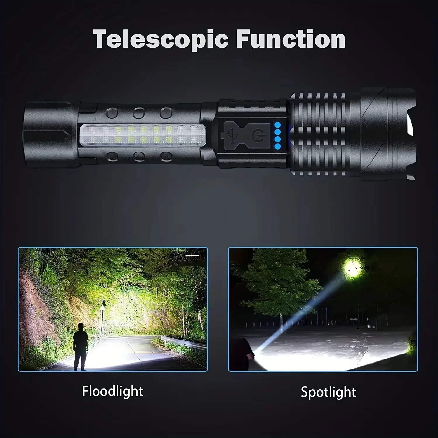 Super powerful flashlight rejected torch light led white flash light tactical lantern with USB cable long battery life hand lamp