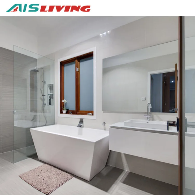 Top Grade Wholesale Wall Mounted White High Glossy painting PVC Ceramic Basin Bathroom Vanity with Mirror