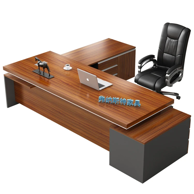 2021 New style modern wooden office furniture walnut color boss desk office desk