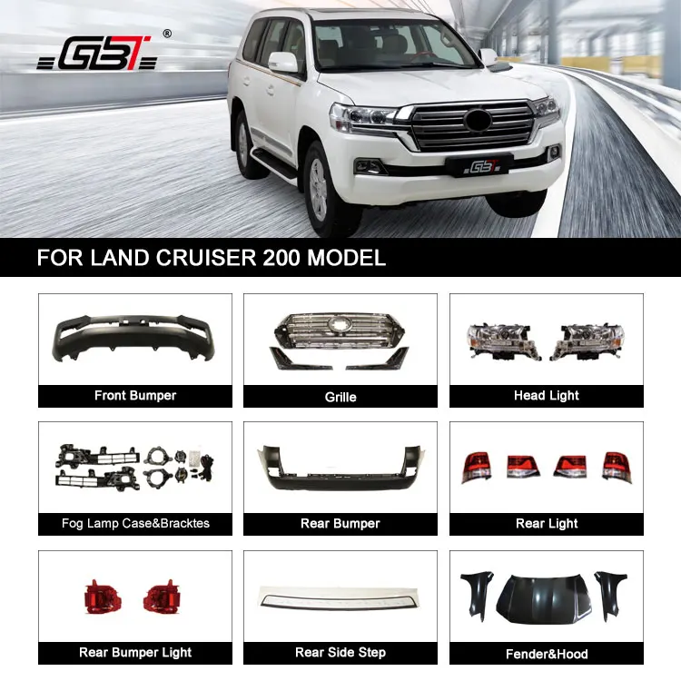 GBT front&rear car bumper grille rear light year for 2008-2015 Upgrade to 2016 For Toyota Land Cruiser 200