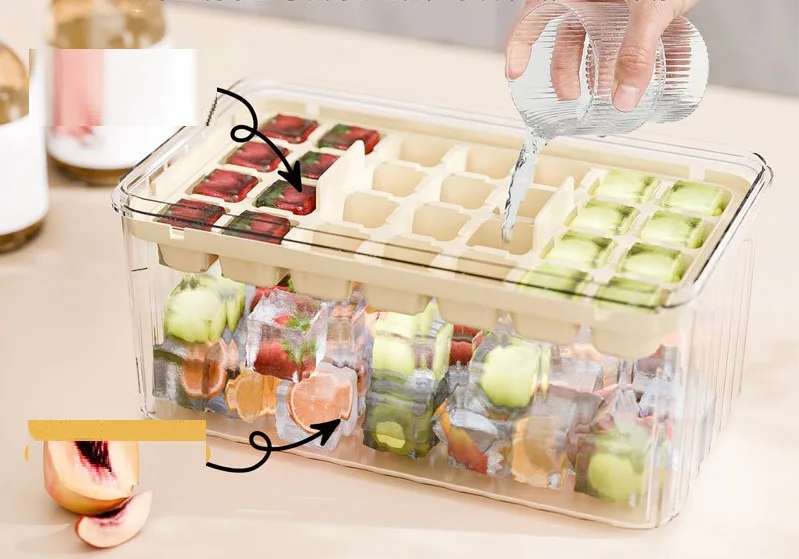 Eco-friendly Ice Cream Maker With  Small Ice Cube Mold And Scoop Food Usage Ice Cube Tray Boxed