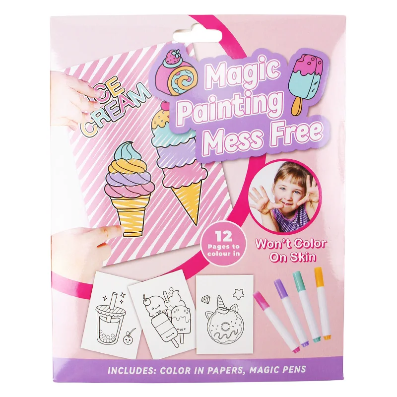 Magic Painting Mess Free Coloring Kit with 12 Pages and Magic Pens, Perfect for Toddlers and Young Children, for Girl and  Boy