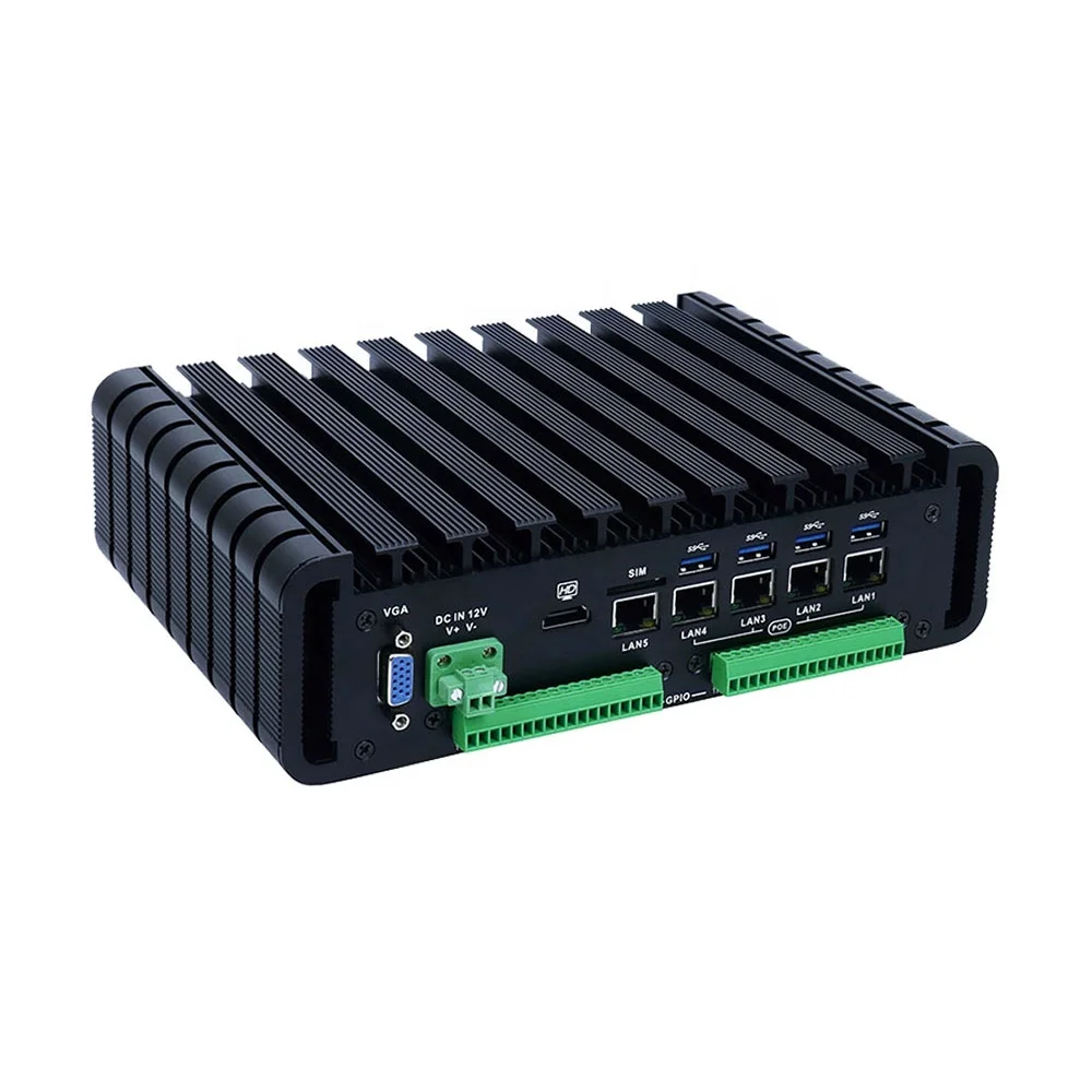 3855U Fanless Compact Industrial PC With 4 POE Multi Lan GPIO 4G SIM WiFi Rugged Mini ITX PC 9V-36V Win10 For Bus