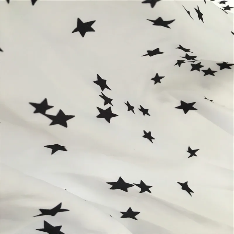 100% Polyester Printed Star Microfiber Composite Silk Satin Chiffon Fabric