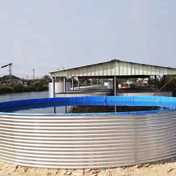 Round Hot Galvanized Steel Flexible Fish Farm Pond With Pvc  Liner Recirculating Aquaculture System Fish and Shrimp Pond
