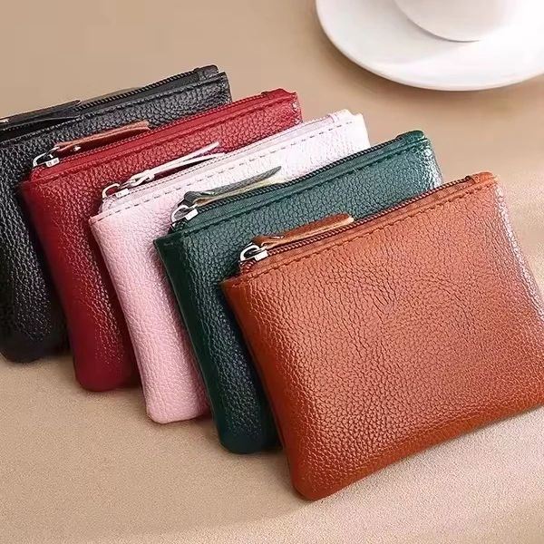 Женский короткий мини-кошелек из искусственной кожи на молнии